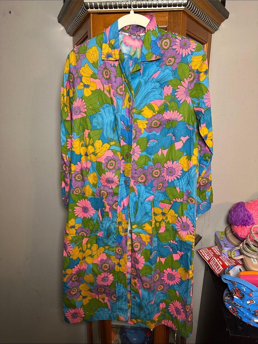 Vibrant Floral Button-Up Dress